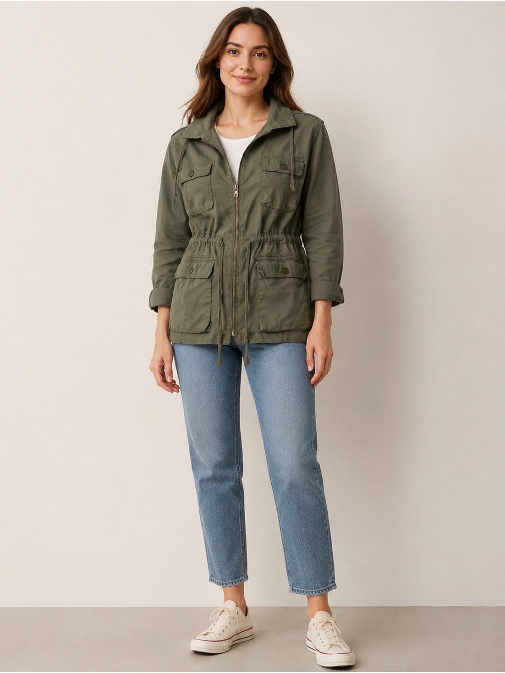 Bar III Olive Utility Anorak Jacket Size XL